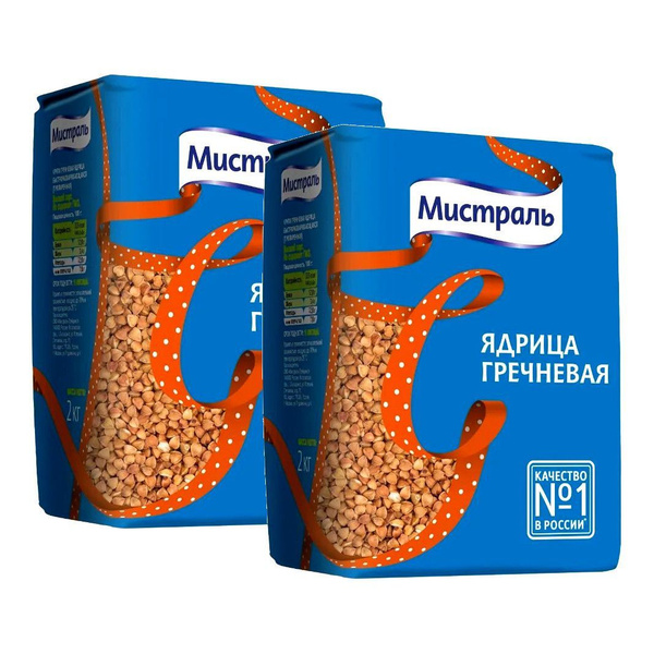 Гречка/гречневая крупа Мистраль ядрица, 2 кг * 2 штуки купить на OZON ...