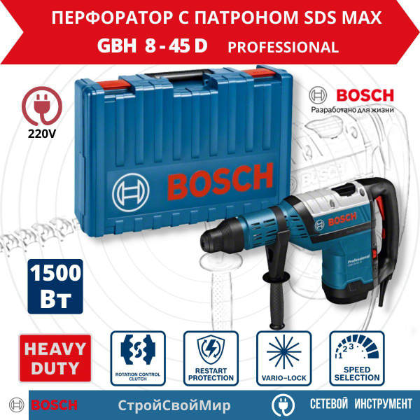 Перфоратор Bosch GBH 8-45 D (GBH8-45D) 0.611.265.100 - купить в ...