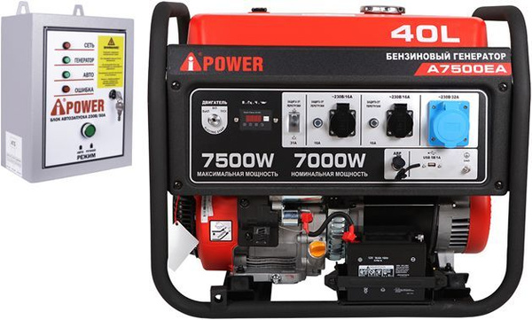 Бензиновый генератор A-iPower A7500EA с автозапуском (7.5 кВт, 230 В ...