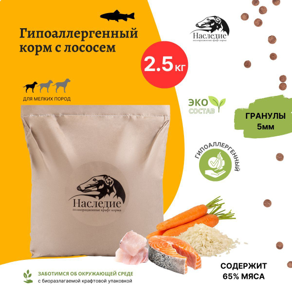 Корм сухой для собак мелких пород гипоаллергенный, полнорационный, без ...