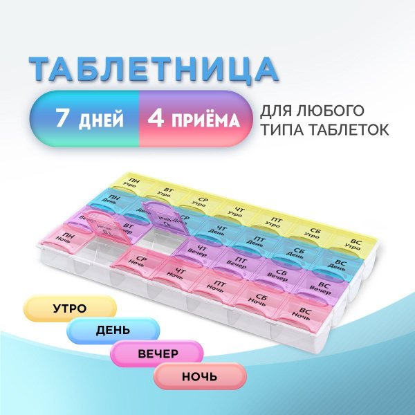 Таблетница на неделю, контейнер для таблеток, бокс, органайзер для ...