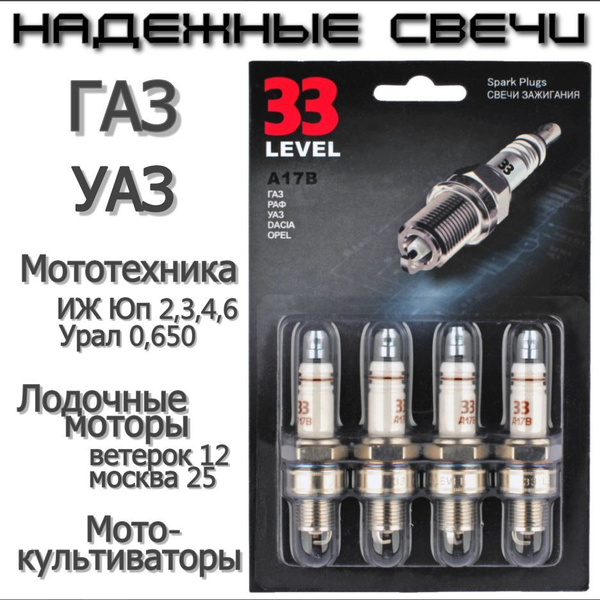 Комплект свечей зажигания 33 level А17В - купить по выгодным ценам в ...