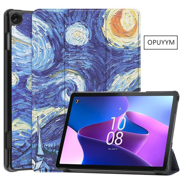 TEDTIKJT Tablet Cover per Lenovo Tab M10 Plus 3rd Gen 10.62022 TB125/TB128 Custodia Pelle PU 360°Multi Angolo Ruotabile Portatile Flip Protettiva con Supporto Funzione Custodia, Albero Blu