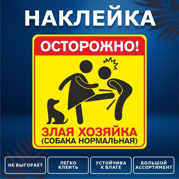 Наклейка, на забор, на дверь, ИНФОМАГ, Осторожно злая собака, 15см х ...