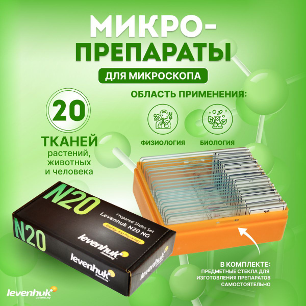 Набор готовых микропрепаратов для микроскопа Levenhuk N20 NG купить на ...