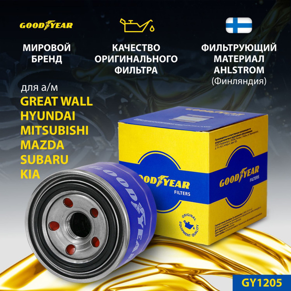 Фильтр масляный Goodyear GY1205 для HYUNDAI хендай CRETA крета SOLARIS ...