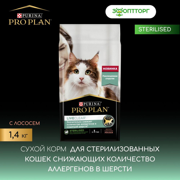 Сухой корм Pro Plan LiveClear Sterilised для взрослых стерилизованных ...