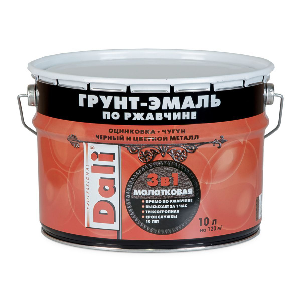 Грунт-эмаль DALI Дали молотковая 0,75л Молотковая, Алкидная, Матовое ...