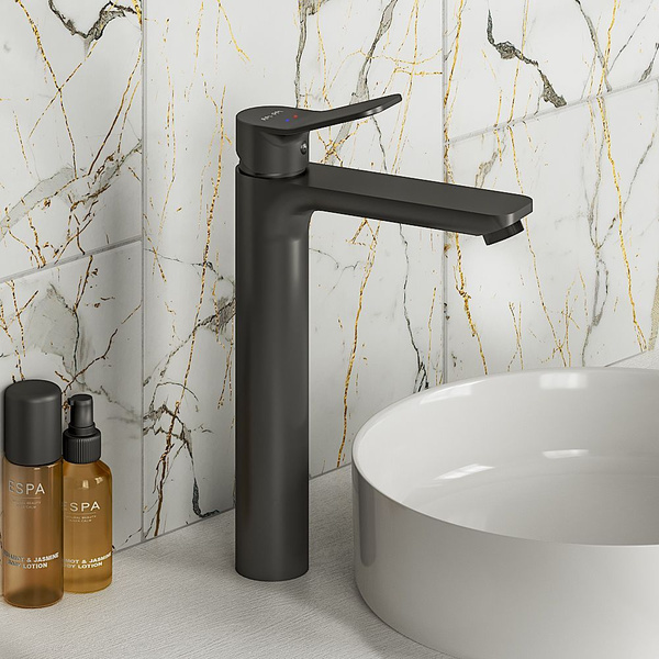 Миксер над раковиной. Кран в ванную, черный, высокий, латунный - купить ...