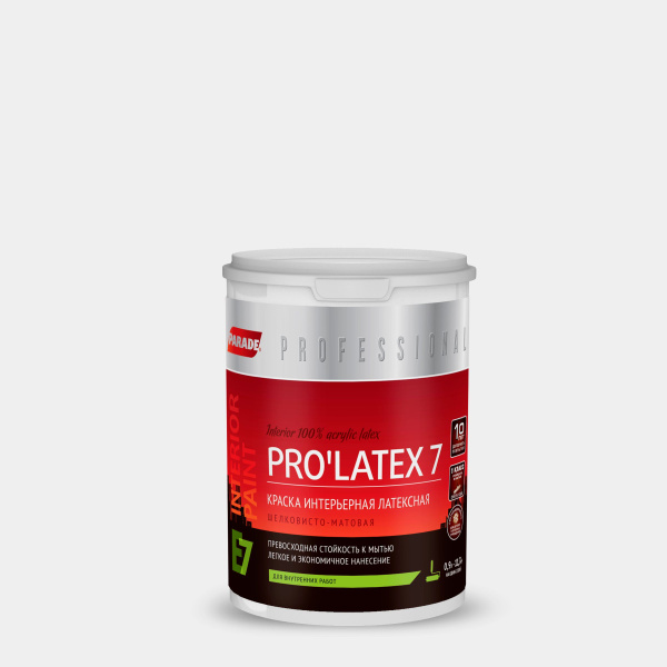 Краска Parade ПАРАД E7 PROLATEX, база А, шелковисто-матовая, 0,9 л ...