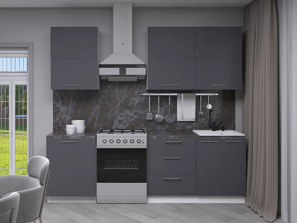 Кухонный гарнитур Модерн 180 см Белый / Графит купить по выгодной цене ...