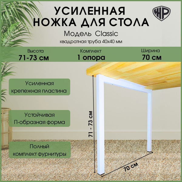 Ножки для стола Classic 71х70 см. Опора мебельная регулируемая белая ...