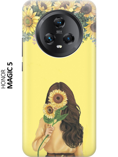 Силиконовый чехол на Honor Magic5 / Хонор Мэджик 5 с принтом "Девушка и ...