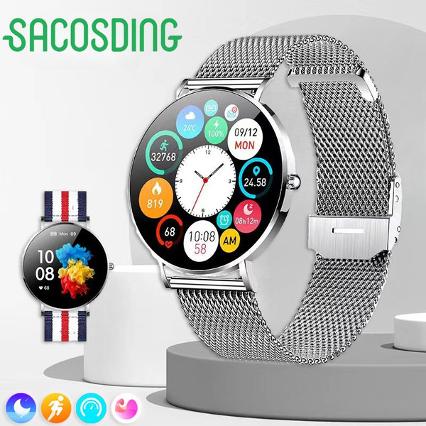 SACOSDING Умные часы Умные Смарт часы женские Smart Watch, серебристый ...