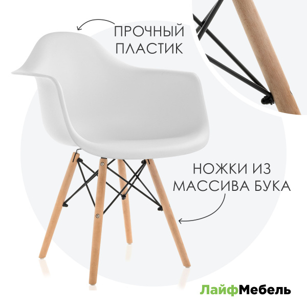 LM.RU: Стул кухонный Harry Белый пластиковый, с подлокотниками - купить ...