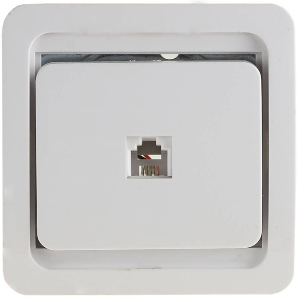 Электрическая розетка СВЕТОЗАР Гамма, телефонная одинарная цвет белый ...