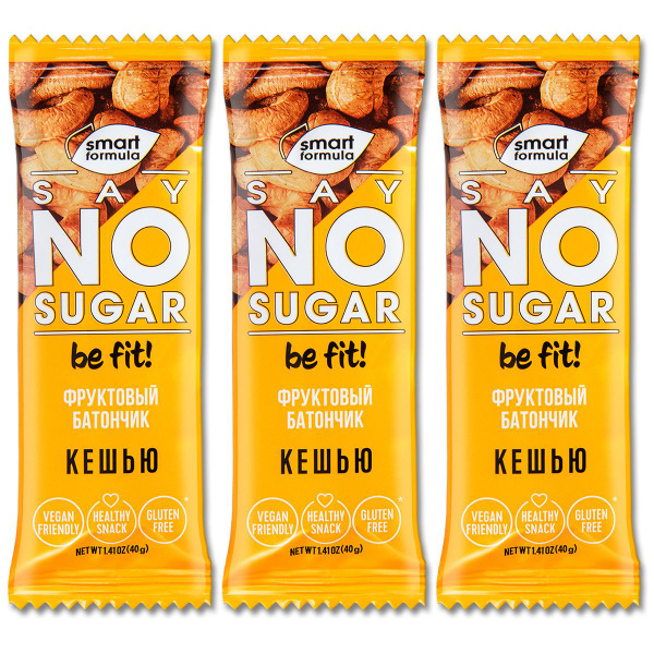 Батончик без сахара Smart Formula SAY No Sugar "Кешью" 40 г, 3 шт ...