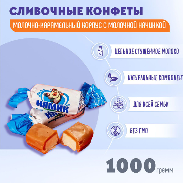 Конфеты Нямик, 1000 грамм Акконд купить на OZON по низкой цене (427837528)