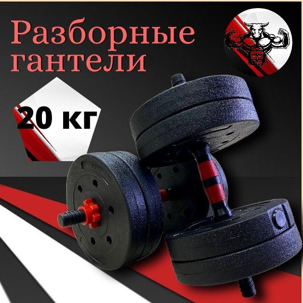 Гантели разборные, 2 шт. по 10 кг, черный, красный - купить по выгодным ...