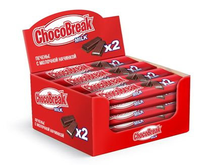 Печенье в шоколаде CRAFERS "CHOCO BREAK"с молочной начинкой 20 штук по 40 гр. - 