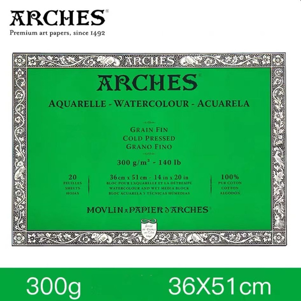 Блок для акварели Arches, 300г/м2 20л Torchon склейка Средний грубый ...