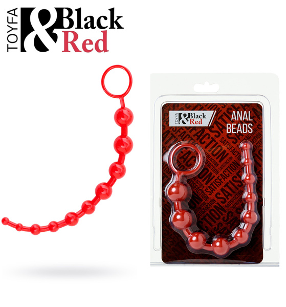 Black & Red by TOYFA Анальная цепочка, ПВХ, красная, 31 см х 3 см ...