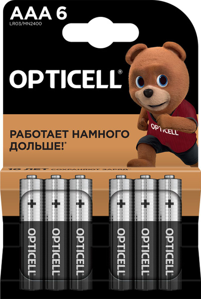 Батарейки мизинчиковые 6 шт Opticell тип AAA (LR03) - купить с ...