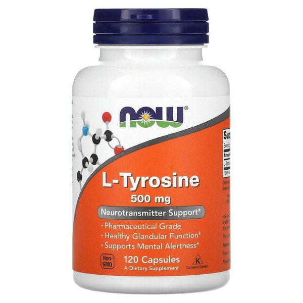 L-Tyrosine, NOW Foods, L-тирозин Нау фудс, 500 мг, 120 капсул - купить ...