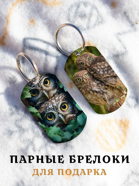 Парный брелок для ключей Пары Сычиков, подарок мужчине, парные подвески ...