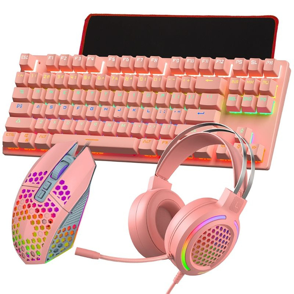 (1 комплект из 4) Механическая клавиатура и мышь 7.1 USB гарнитура ...