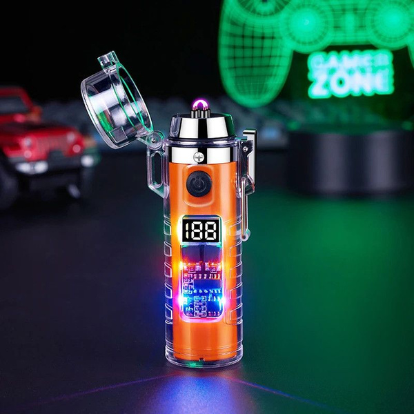 Водонепроницаемая USB зажигалка с фонариком, оранжевая - купить с ...