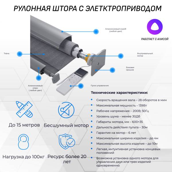 Рулонные шторы Электрорулонная штора ZEBRA , размер 130х300 см ...