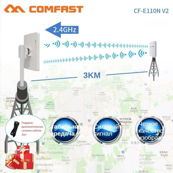 Wi-Fi-мост COMFAST WiFi мост до 3 км, точка доступа wi fi уличная 2 шт ...