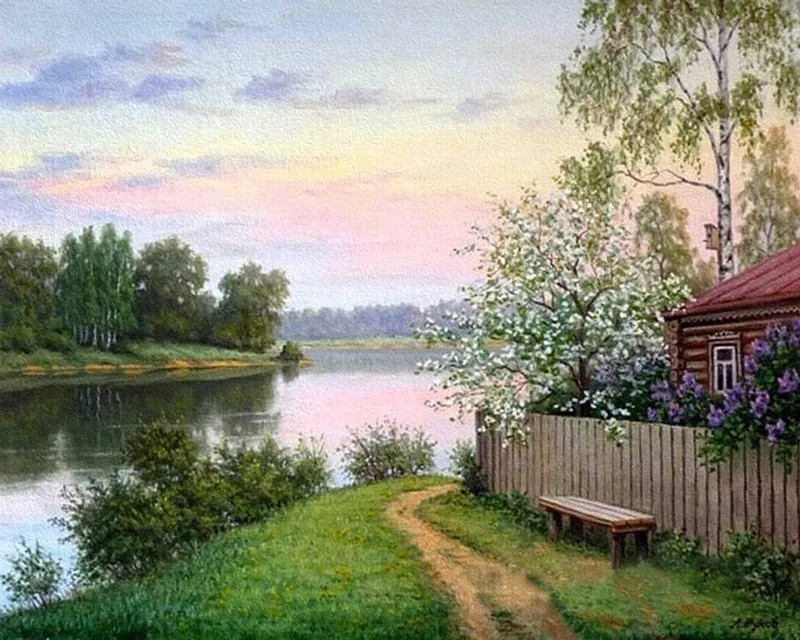 Картина по номерам «Деревенька у канала» — Пейзаж — Белоснежка — Купить за 11 ₸