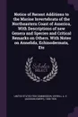 Notice of Recent Additions to the Marine Invertebrata of the Northeastern Coast of America, With Descriptions of new Genera and Species and Critical Remarks on Others. With Notes on Annelida, Echinodermata, Etc - A E. 1839-1926 Verrill