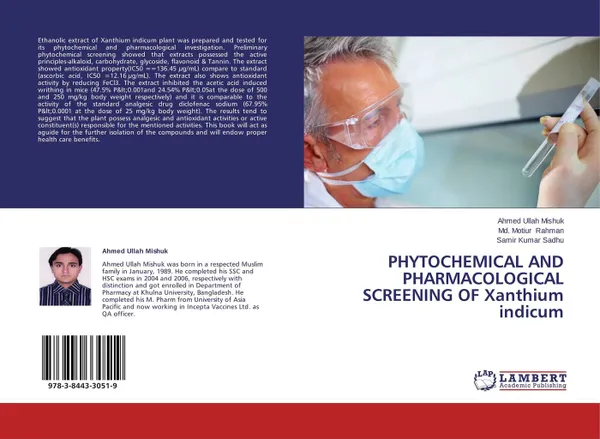 Обложка книги PHYTOCHEMICAL AND PHARMACOLOGICAL SCREENING OF Xanthium indicum, Ahmed Ullah Mishuk,Md. Motiur Rahman and Samir Kumar Sadhu