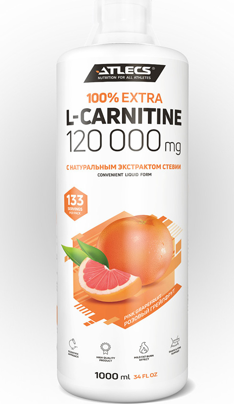 Карнитин L-carnitine Atlecs 120000 mg, 1000 мл, грейпфрут 1 450.= 