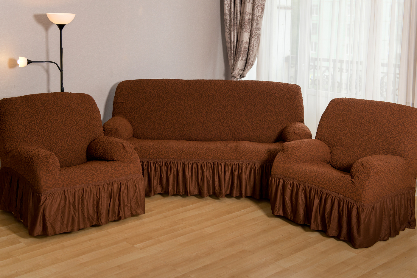 Комплект мебели диван и 2. Чехол на мебель для дивана Karbeltex. Картекс чехлы на диван и 2 кресла. Еврочехол на диван и кресла.