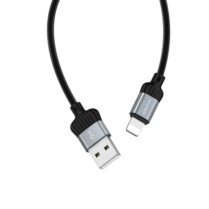 borofoneКабельдлямобильныхустройствUSB2.0Type-A/AppleLightning,1м,серый