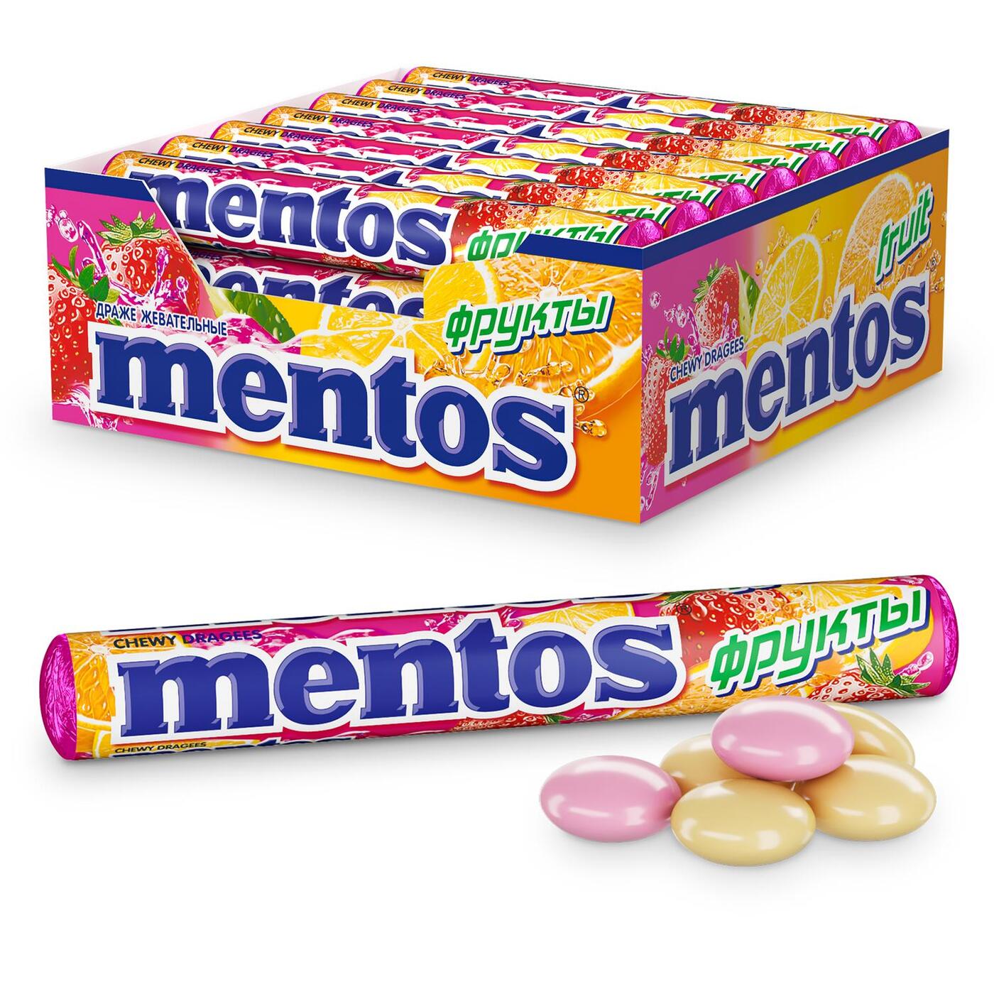 Жевательные драже Mentos Фрукты, 24 шт по 37.5г - купить с доставкой по  выгодным ценам в интернет-магазине OZON (174787592)