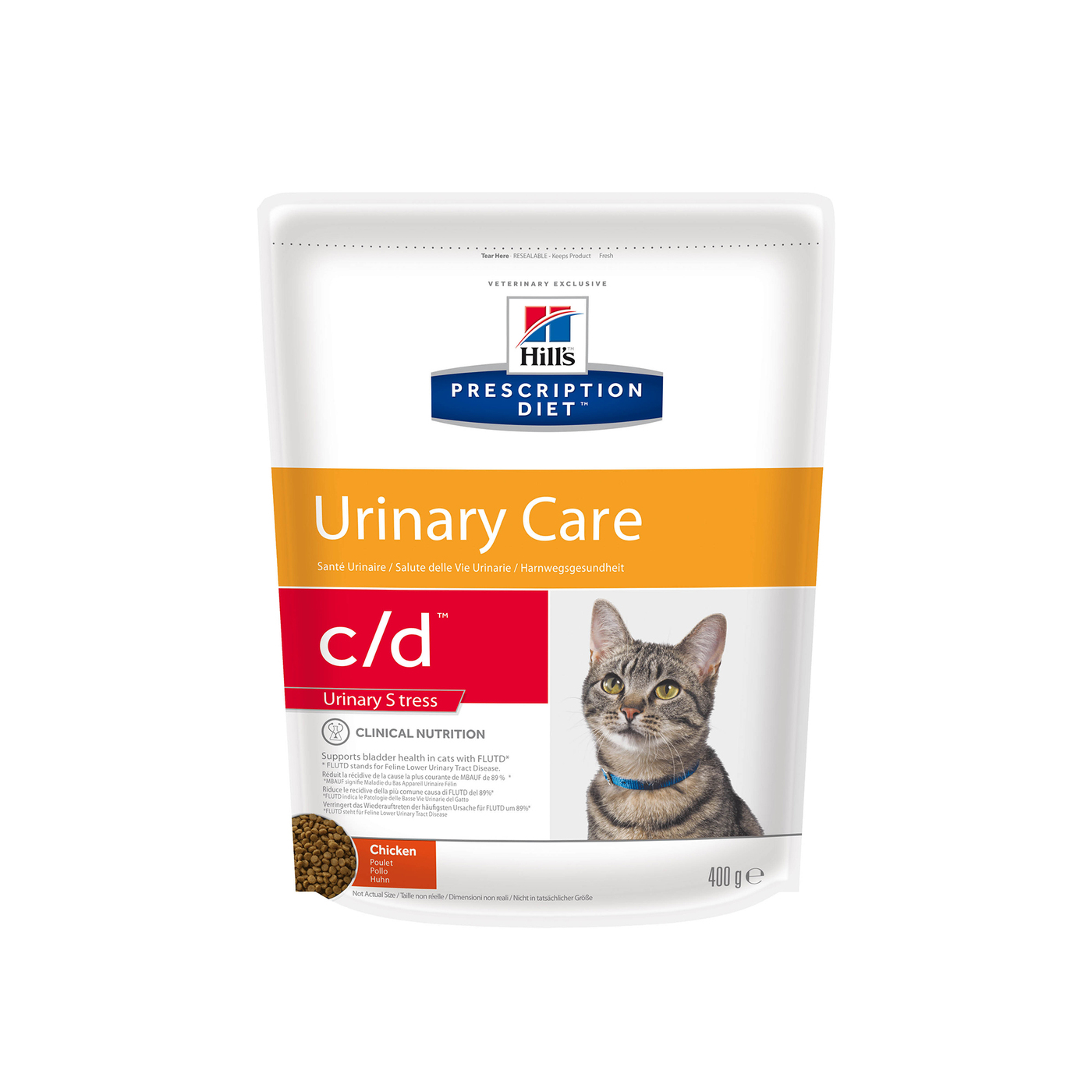 Сухой диетический корм для кошек Hill's Prescription Diet c/d Multicare Urinary Stress при профилактике цистита и мочекаменной болезни (мкб), в том числе вызванные стрессом, с курицей 400 г - изображение