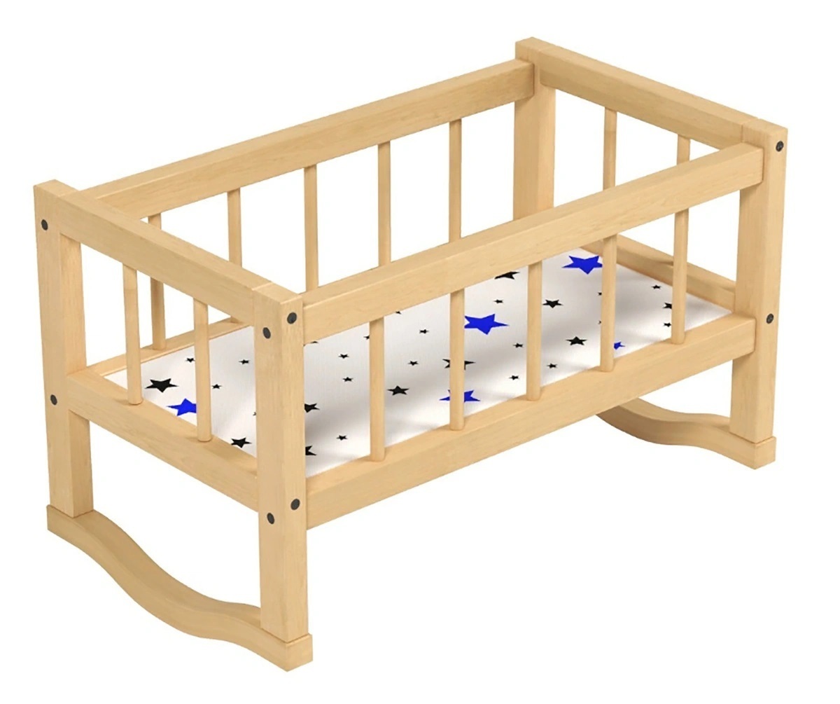 Кроватка для кукол деревянная с постелькой Енотка