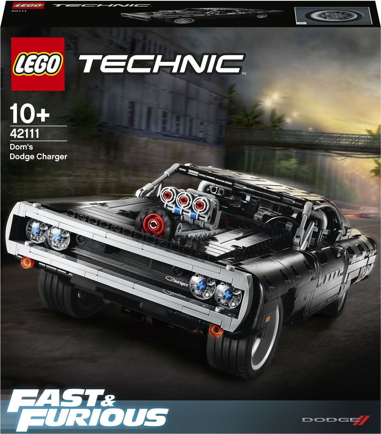 Конструктор LEGO Technic Dodge Charger Доминика Торетто, 1077 деталей, 10+,  42111