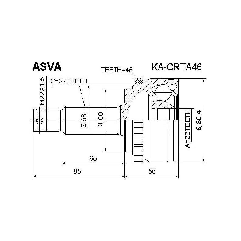 ASVA ШРУС наружный, арт. KACRTA46