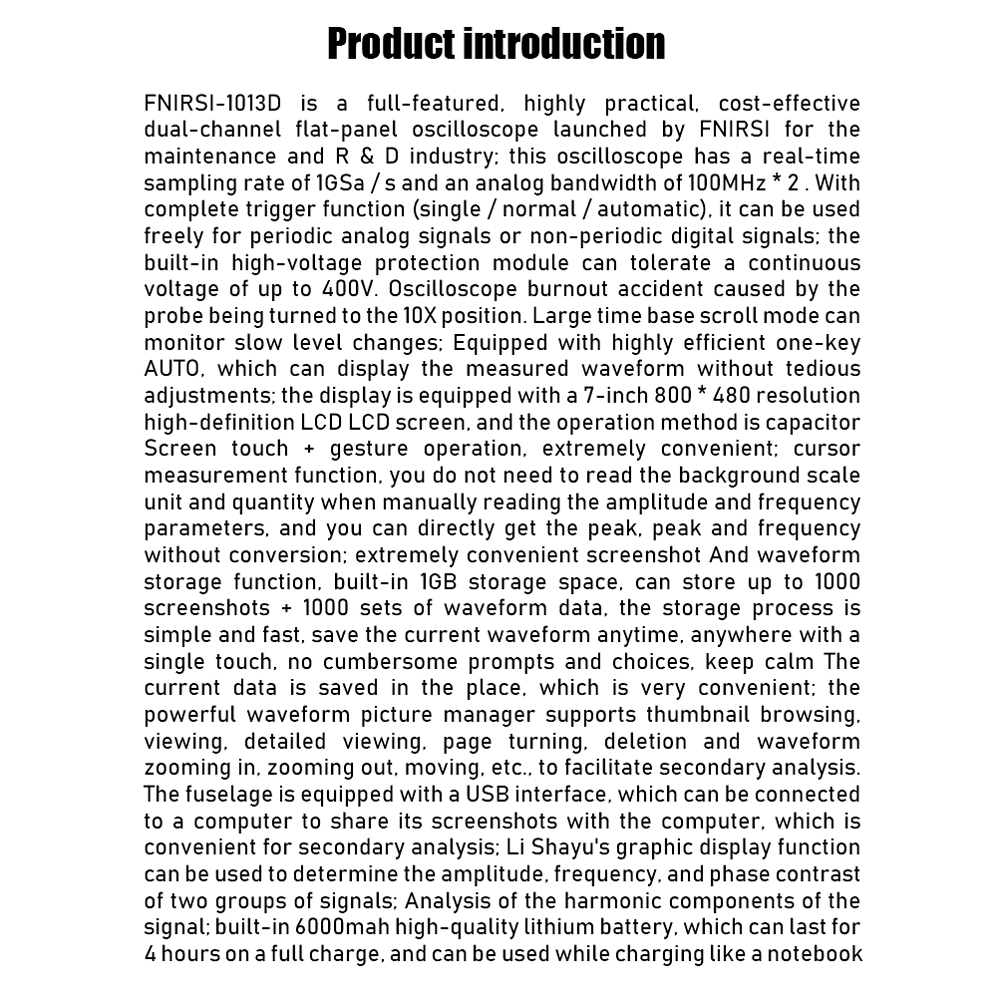 1013D 2 канала 100 МГц * 2 Ширина полосы частот 1 Гвыб / с Осциллограф ...