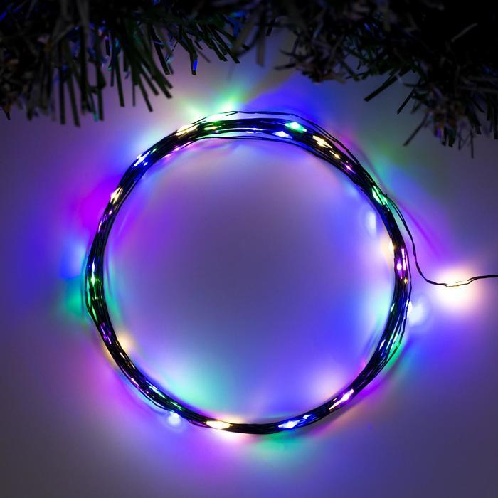 Гирлянда новогодняя Нить Роса, 5 метров, свечение Розноцветное