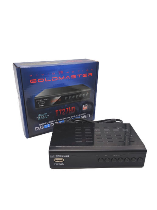 GOLDMASTERТВ-ресиверT727HD(DVB-T2/DVB-C/IPTV/YouTube),черный