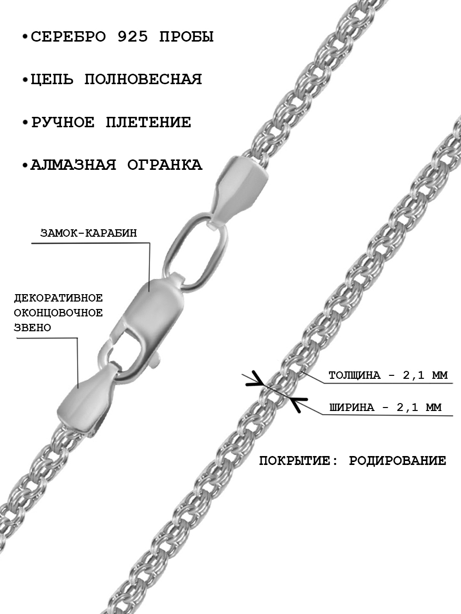 Цепь круглый бисмарк серебро