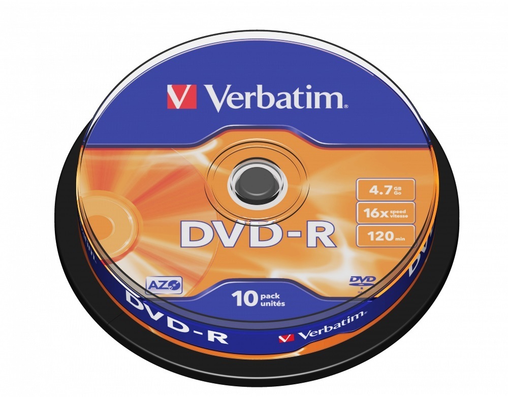 Verbatim Диск для записи DVD+R, 4,7 ГБ, 10 шт