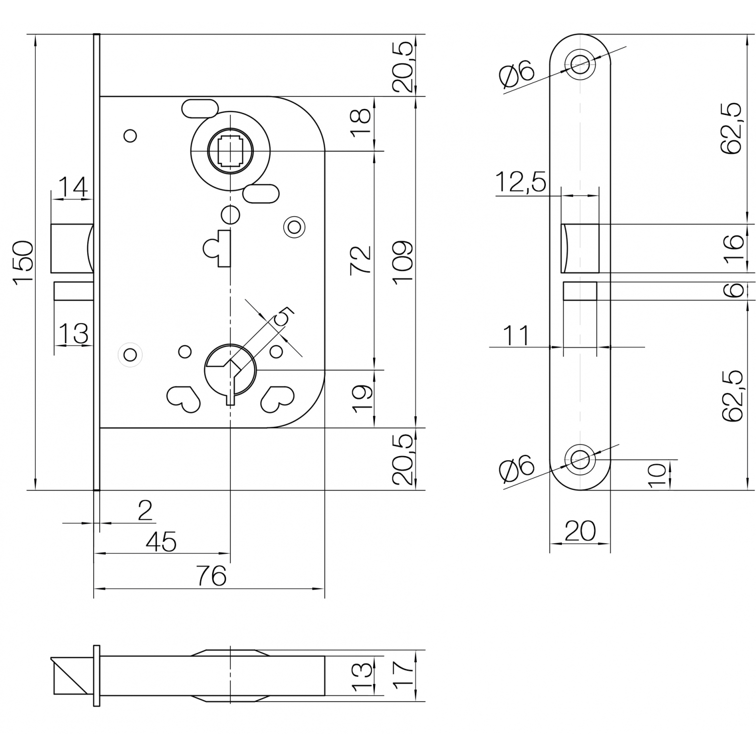 Корпус замка Doorlock DL 2014 PZ